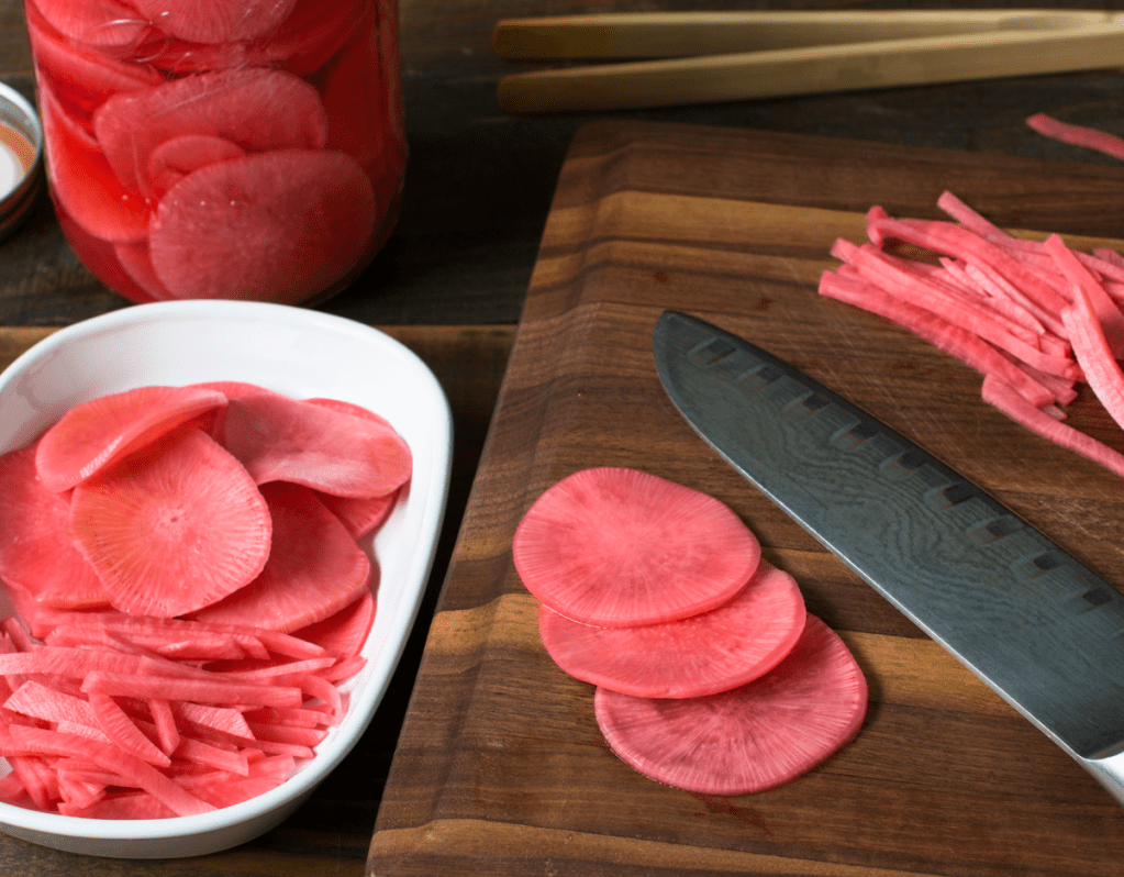 Lacto-fermented watermelon radishes 