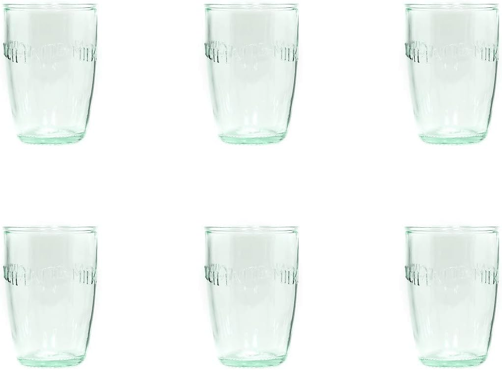 Amici Home Italian Recycled Green Euro Milk Glass, 13oz, Set of 6