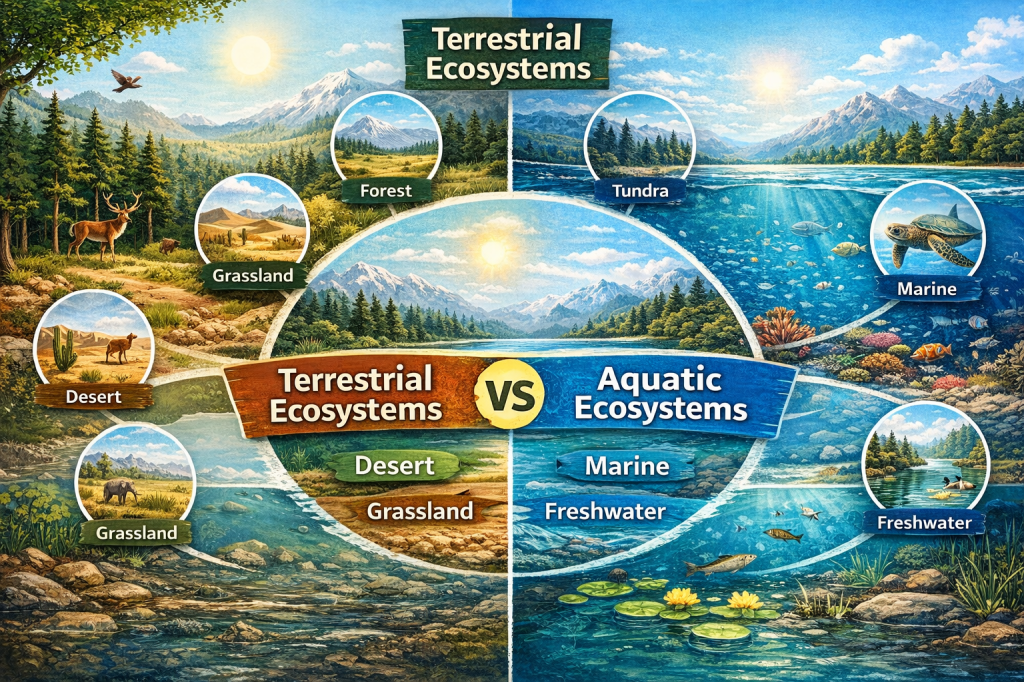 Terrestrial and aquatic ecosystems compared